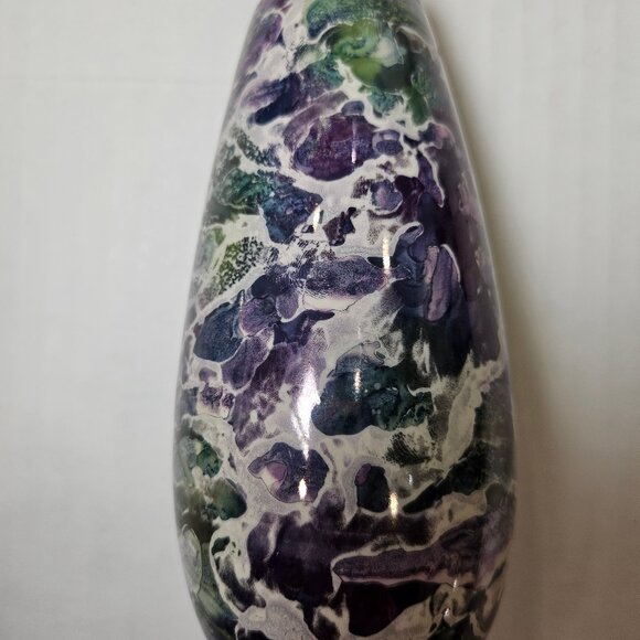 McCoy, Pottery, Cascade, Bud Vase, MCM, Purple, Green, White Lusterware 6' Tall - Picture 4 of 11